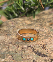 14k gold Victorian turquoise & pearl estate band ring