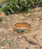 14k gold Victorian turquoise & pearl estate band ring