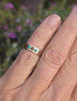 14k gold Victorian turquoise & pearl estate band ring
