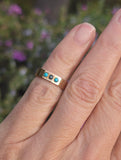 14k gold Victorian turquoise & pearl estate band ring