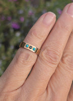 14k gold Victorian turquoise & pearl estate band ring