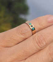 14k gold Victorian turquoise & pearl estate band ring