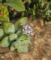 14k gold two tone floral diamond solitaire antique estate ring