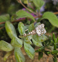 14k gold two tone floral diamond solitaire antique estate ring