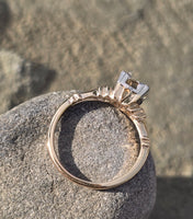 14k gold two tone floral diamond solitaire antique estate ring