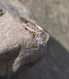 14k gold two tone floral diamond solitaire antique estate ring
