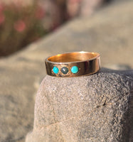 14k gold Victorian turquoise & pearl estate band ring