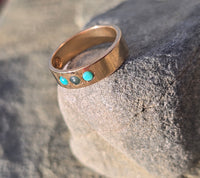 14k gold Victorian turquoise & pearl estate band ring