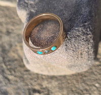 14k gold Victorian turquoise & pearl estate band ring