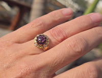 10k gold floral amethyst cluster antique ring