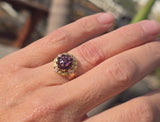 10k gold floral amethyst cluster antique ring