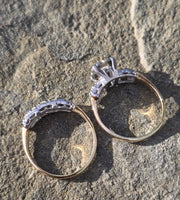 14k gold two-tone vintage diamond bridal set