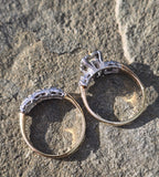 14k gold two-tone vintage diamond bridal set