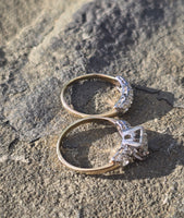 14k gold two-tone vintage diamond bridal set