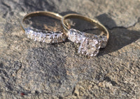 14k gold two-tone vintage diamond bridal set