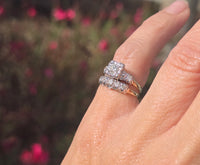 14k gold two-tone vintage diamond bridal set