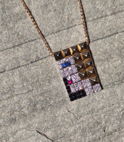 18k gold Bulgari Enigma diamond sapphire ruby lady face vintage pendant necklace