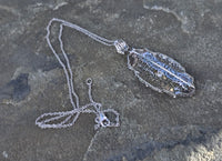 14k white gold Deco c.1920's diamond filigree brooch pin pendant necklace