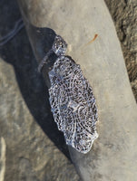 14k white gold Deco c.1920's diamond filigree brooch pin pendant necklace