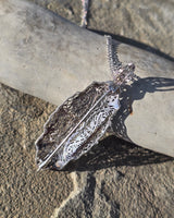 14k white gold Deco c.1920's diamond filigree brooch pin pendant necklace