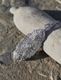 14k white gold Deco c.1920's diamond filigree brooch pin pendant necklace