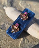 14k gold Retro mid-century c.1940's - 1950's ruby and diamond estate earrings
