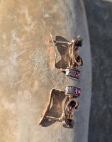 14k gold Retro mid-century c.1940's - 1950's ruby and diamond estate earrings
