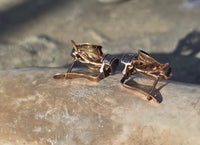 14k gold Retro mid-century c.1940's - 1950's ruby and diamond estate earrings