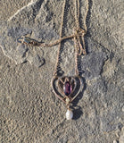 10k gold Victorian amethyst and pearl necklace pendant lavaliere