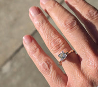 14k gold two tone floral diamond solitaire antique estate ring