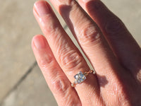 14k gold two tone floral diamond solitaire antique estate ring