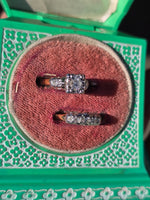 14k gold two-tone vintage diamond bridal set