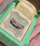 14k gold two tone 3 diamond estate wedding stackable band