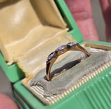 14k gold two tone 3 diamond estate wedding stackable band