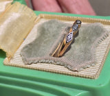 14k gold two tone 3 diamond estate wedding stackable band