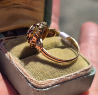 10k gold floral amethyst cluster antique ring
