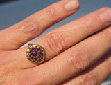 10k gold floral amethyst cluster antique ring