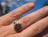 10k gold floral amethyst cluster antique ring