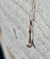 14k gold old mine cut diamond and enamel antique necklace pendant lavaliere