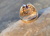 14k gold diamond and ruby horseshoe estate ring