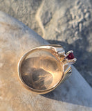 14k gold diamond and ruby horseshoe estate ring