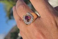 14k gold diamond and ruby horseshoe estate ring
