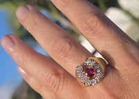 14k gold diamond and ruby horseshoe estate ring