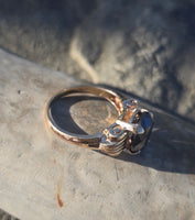 14k gold 4.24ct black diamond estate ring