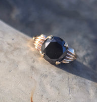 14k gold 4.24ct black diamond estate ring