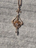 14k gold old mine cut diamond and pearl antique necklace pendant lavaliere