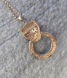 14k gold door knocker panther diamond necklace pendant - 18k chain