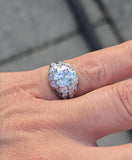 platinum Art Deco c.1920's European cut diamond and emerald estate vintage antique ring