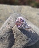 14k white gold c.1920's pink tourmaline filigree ring