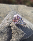 14k white gold c.1920's pink tourmaline filigree ring